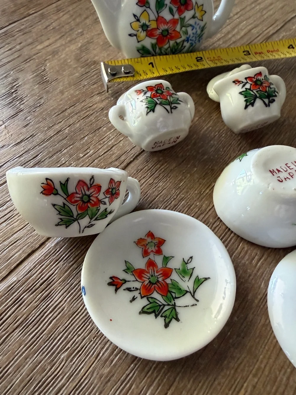 Vintage Miniature Porcelain Tea Set Made in Japan, Floral Pattern, 12 piece, EUC - Picture 8 of 14